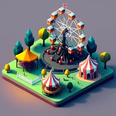 Deurstickers 3D Amusement Park © Marc