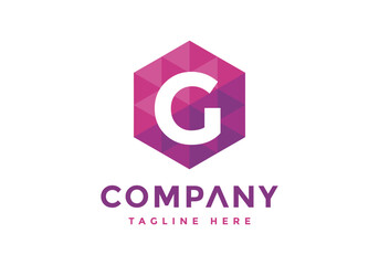 G Letter Logo Icon Hexagon Mosaic Pattern Design template Element - Creative Shape Polygonal logo design - Vector illustration