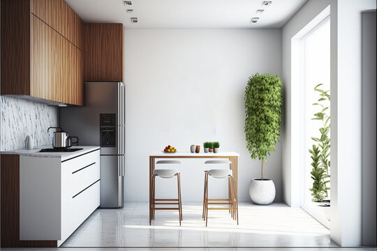 modern kitchen interior with kitchen, Generative AI