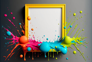 colorfull paint drop frame