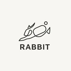 rabbit bunny logo design with line art style 3