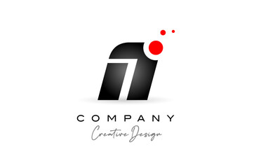 black and white N alphabet letter logo with red dot. Corporate creative template design for business and company