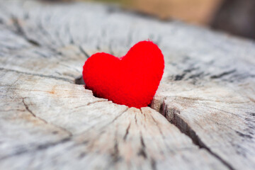 Valentine day hearts on wood background. concept day of love