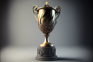 Fototapeta na wymiar ancient trophy for sports and achievement on gray background