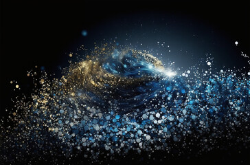 Obraz premium Magical swirl of blue and golden particles. Generative AI.
