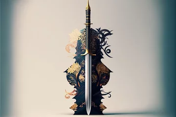 Fotobehang A japanese sword illustrations, ai art © Yexl