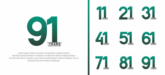 set of anniversary logo style green and black color on white background for special moment