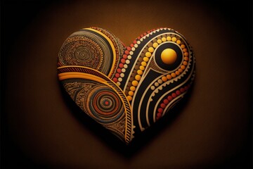 Heart illustration with African patterns and colors, black history month. Generative AI