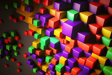 Colorful abstract cubes background, 3D shapes illustration, generative AI