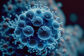 Close up of Covid-19 Virus, bacteria, Generative AI