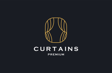 curtains logo template inspiration. flat curtain logo icon .