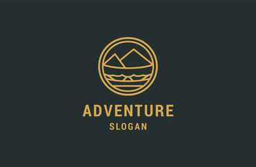 adventure logo with mountain design icon .
