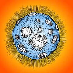 moon in the sky, sketch and illustration