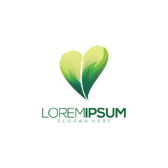 Awesome Green Love Leaf Premium Logo Vector