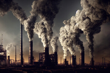 industrial chimneys smoke from factory