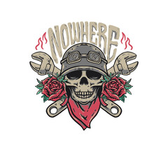 Skull with wrench in mouth stock illustration