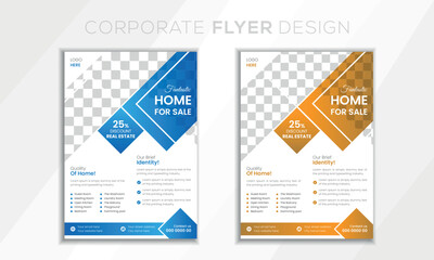 Corporate Business Real estate Flyer poster folder brochure cover design layout background, two colors sketch, vector template in A4 size.