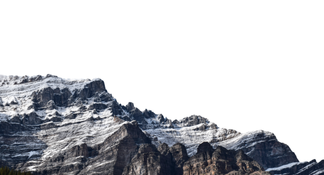 Mountain peak dusted with snow isolated cutout