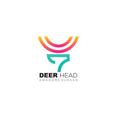 deer head design style line art logo colorful