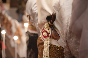 The keris used at weddings is one of the accessories used in Javanese traditional culture