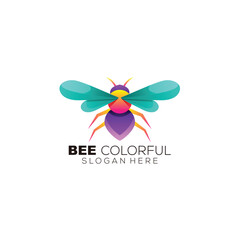 bee queen logo gradient colorful design template illustration
