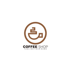 coffee shop design icon logo style line art color