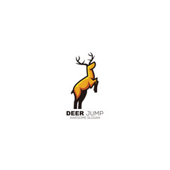 deer jump design mascot logo colorful symbol