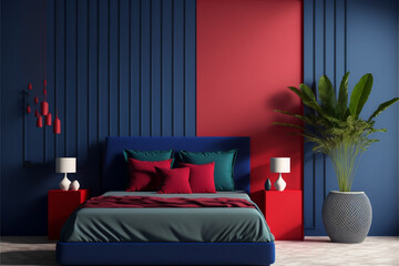 Beautiful blue color for the premium bedroom and blue navy, Generative AI