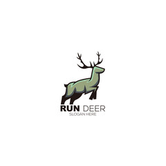run deer logo design mascot illustration template business