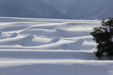Obraz premium 田畑の雪景色風景
