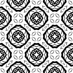 Vector pattern in geometric ornamental style. Black and white color.Seamless repeat pattern.Simple geo all over print block for apparel textile, ladies dress, fashion garment, digital wall paper.