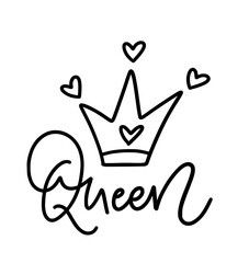 Queen hand-written word on transparent background