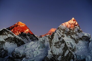 Fototapeta na wymiar Sunset of Mt. Everest and Mt. Nuptse from Kala Patthar