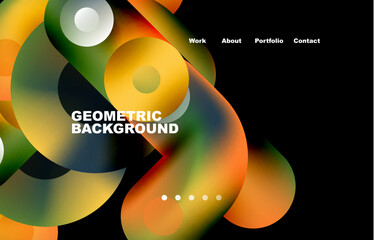 Website landing page abstract geometric background. Circles and round shapes. Web page for website or mobile app wallpaper