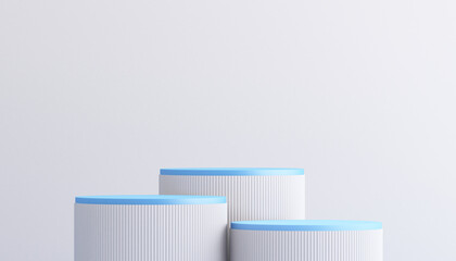 3d blue and white product podium mockup with minimal abstract background ,3d rendering