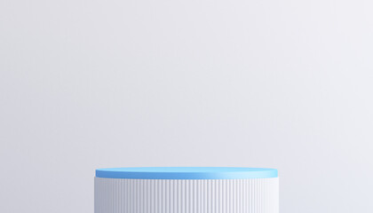 3d blue and white product podium mockup with minimal abstract background ,3d rendering