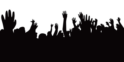 audience concert silhouette. people crowd in festival icon, sign and symbol.