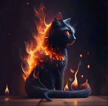 cat in fire