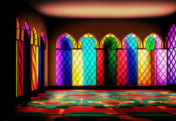 stained glass window in church- Created with Generative AI Technology