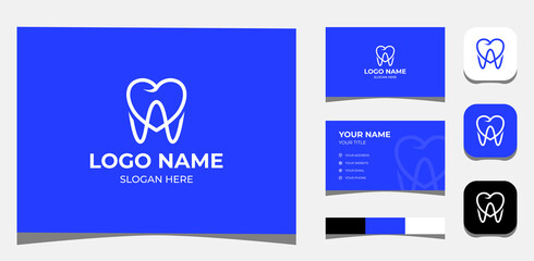Template Logo Creative Initial Letter A in Tooth shape, Logo Dental or dentist. Creative Template with color pallet, visual branding, business card and icon.