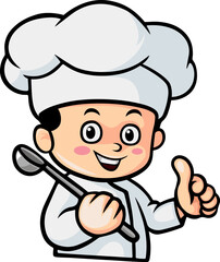 Cute chef little boy cartoon