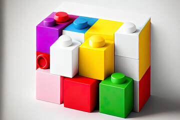 colorful building blocks on white
