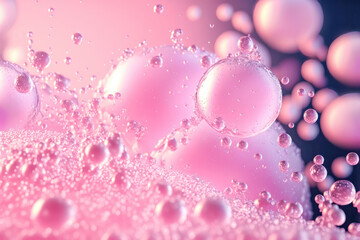 Fototapeta premium Pink Bubbles Abstract Background, Hyaluronic Acid or Collagen Concept. Created with Generative AI Technology