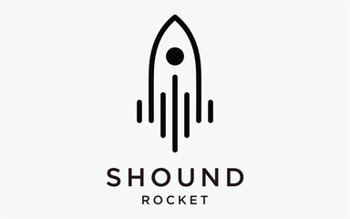 logo design music with rocket simple template