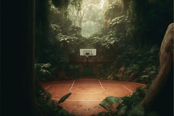 Digital illustration about basketball and sports. Generative AI.