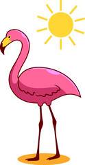 Flamingo bird with sun on top