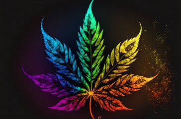 Obraz premium Colorful cannabis leaf symbol. Generative AI.