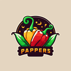 Fototapeta premium logo design of sweet pepper, green, yellow paprika vector
