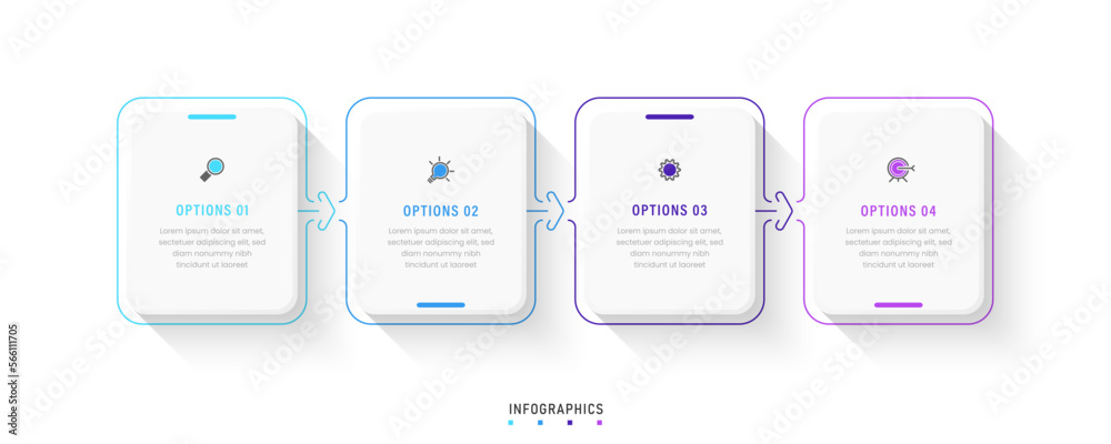 Wall mural vector infographic label design template with icons and 4 options or steps. can be used for process 