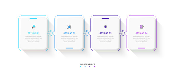 Vector Infographic label design template with icons and 4 options or steps. Can be used for process diagram, presentations, workflow layout, banner, flow chart, info graph.